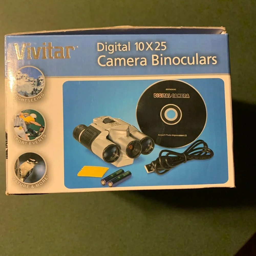 Digital 10x25 Camera Binoculars - Silver and Black